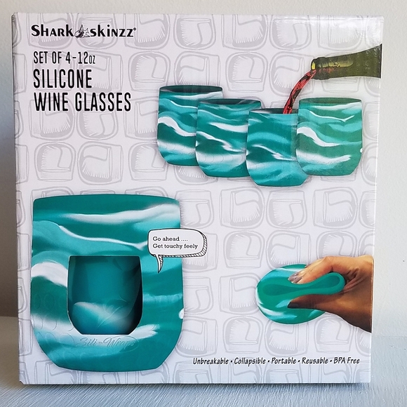 Shark Skinzz Set of 4 Silicone Wine Glasses - Picture 8 of 8